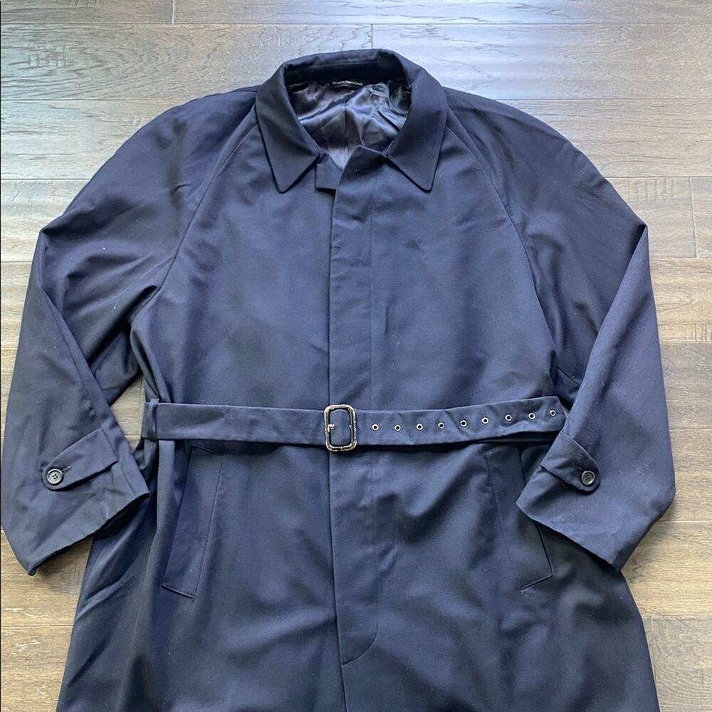 CARDINAL OF CANADA Belted Trench Coat Men's Sz 43XL Navy Wool Vintage Coat - Picture 2 of 10